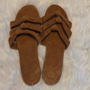 Knotted Slide Soft Suede Sandals
